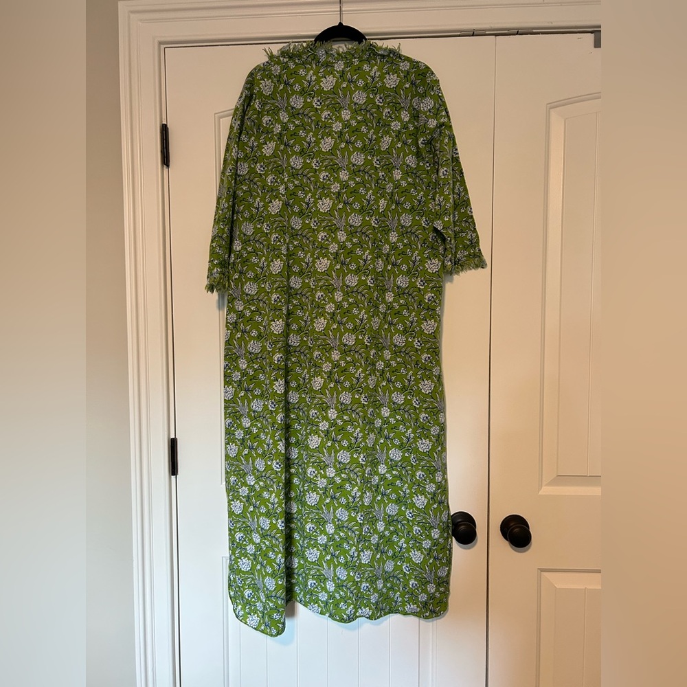 At Last Cotton Annabel Floral Green Blue Maxi Dress UK 24 (US XXL) - Picture 4 of 9